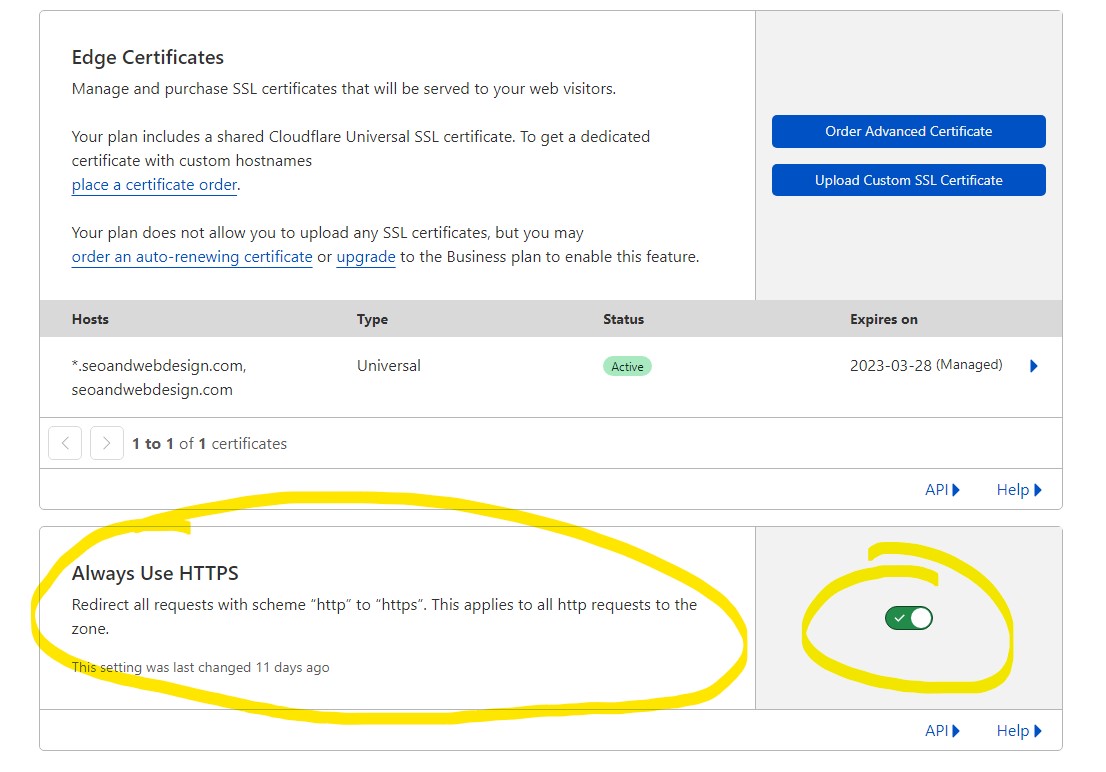 Cloudflare HTTPS redirect setting